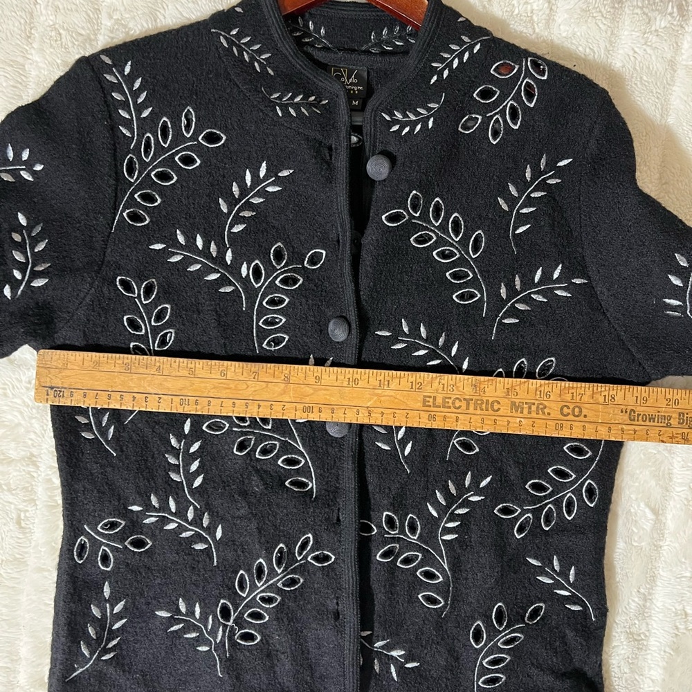 Covelo 100% Wool Jacket With Leaf Pattern & Butto… - image 3